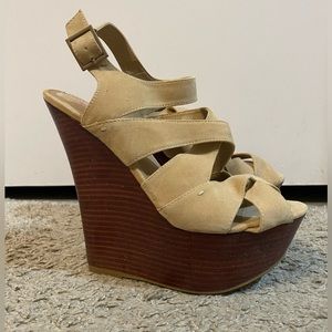 Justfab Tan wedges. Size 8.5